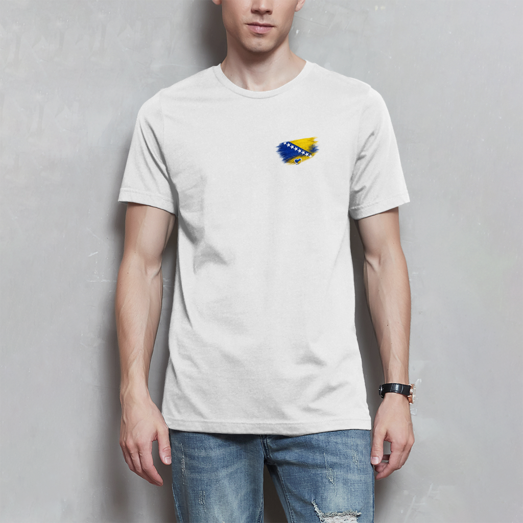 Basic Herren T-Shirt Bosnien Flagge Herz