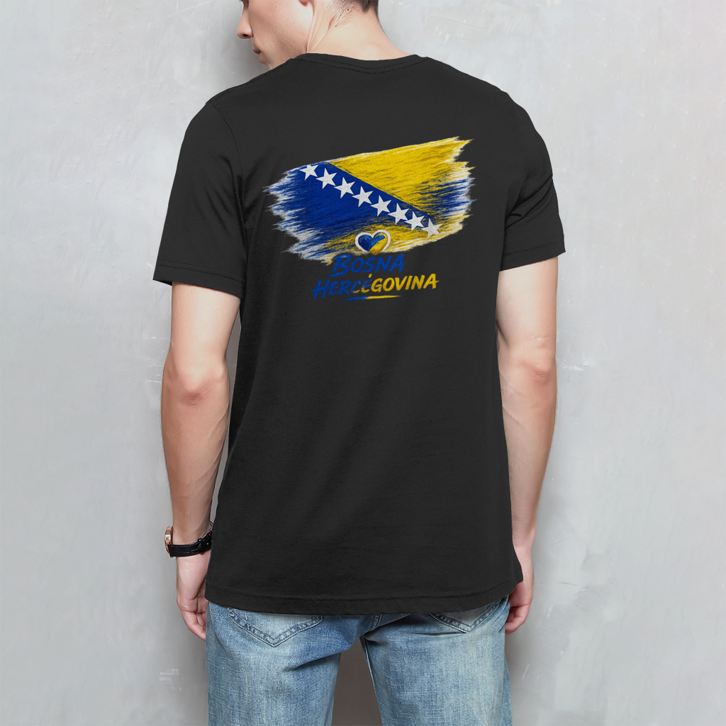 Basic Herren T-Shirt Bosnien Flagge Herz