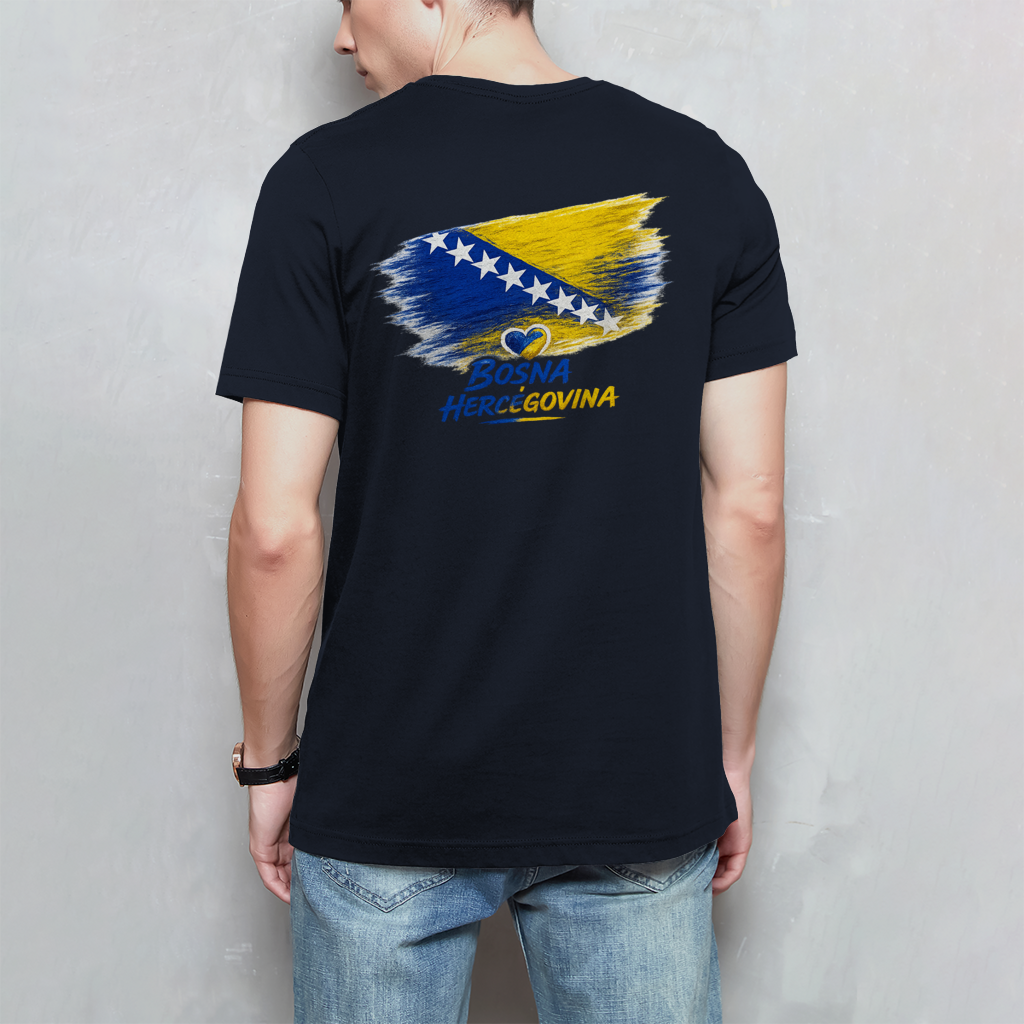 Basic Herren T-Shirt Bosnien Flagge Herz