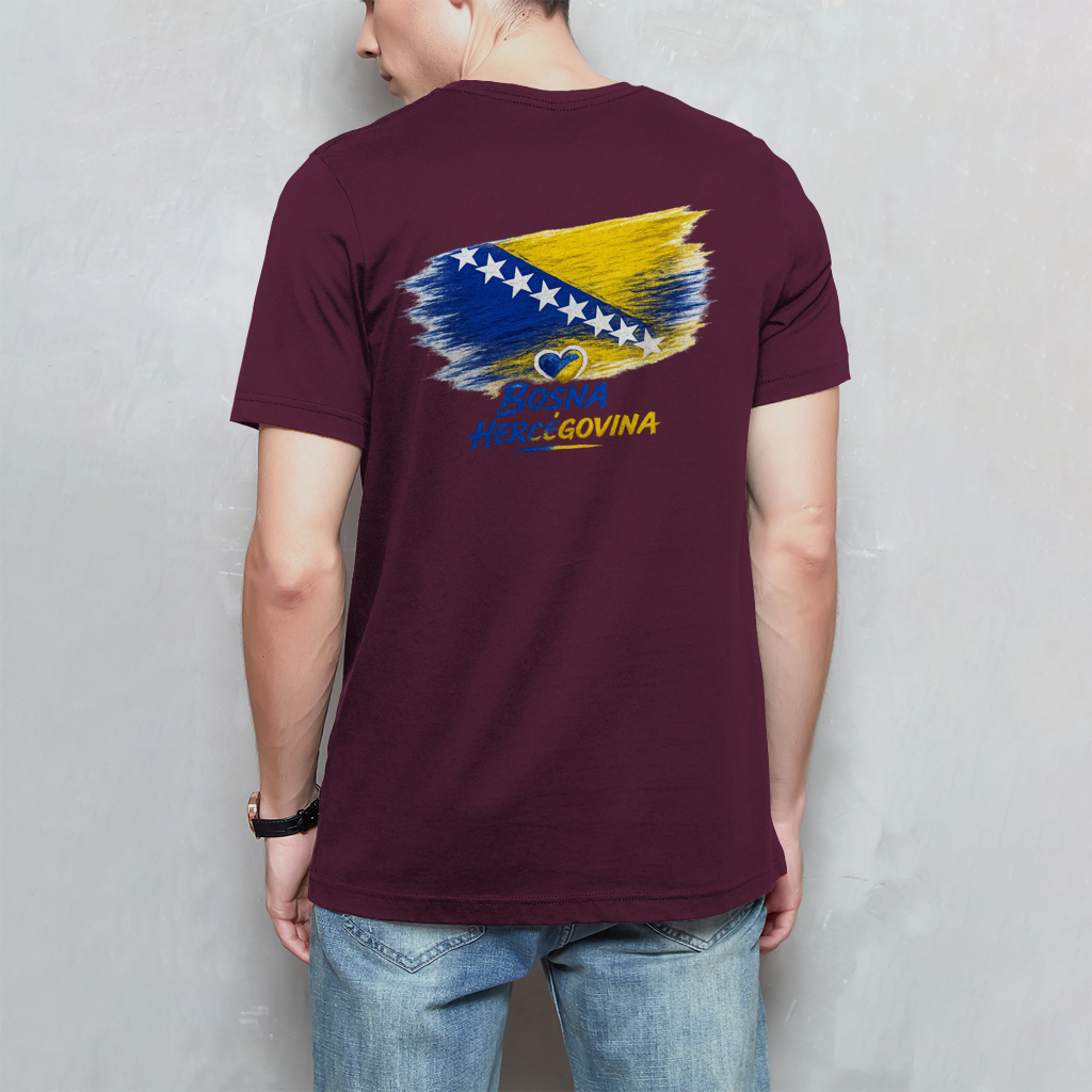 Basic Herren T-Shirt Bosnien Flagge Herz