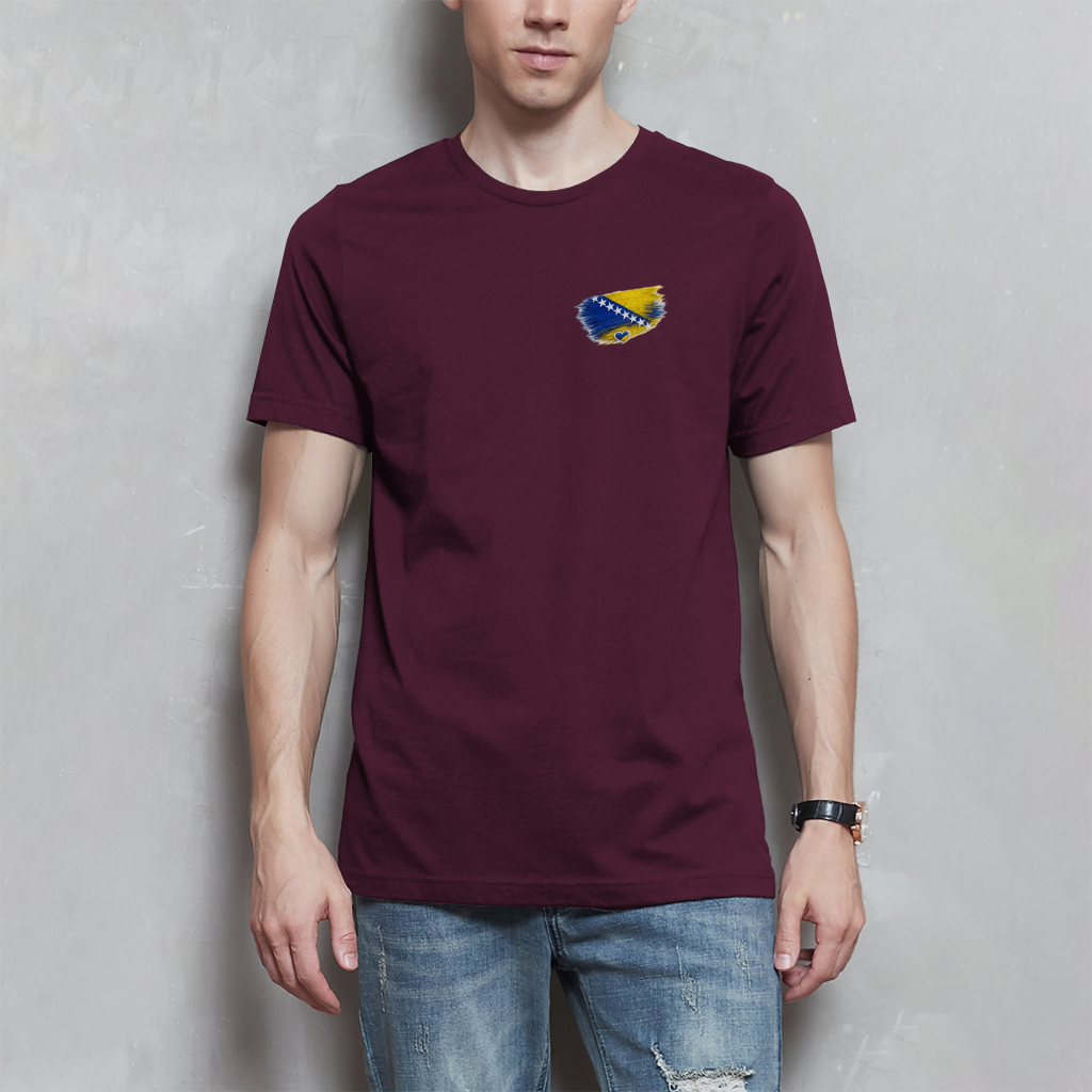Basic Herren T-Shirt Bosnien Flagge Herz
