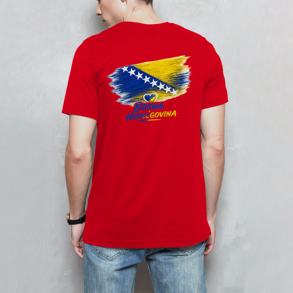 Basic Herren T-Shirt Bosnien Flagge Herz