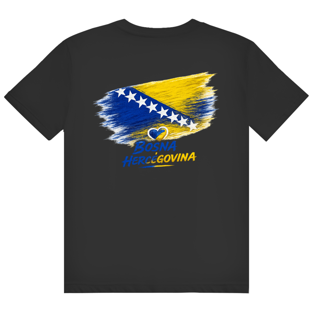Herren Heavy Cotton T-Shirt Bosnien Flagge Herz