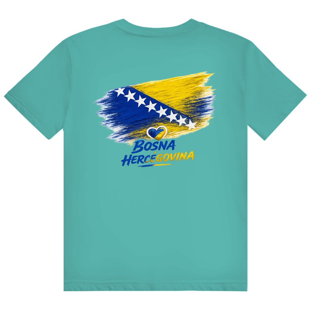 Herren Heavy Cotton T-Shirt Bosnien Flagge Herz