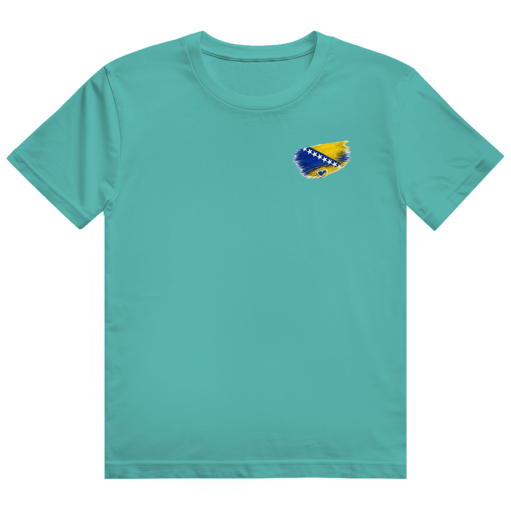 Herren Heavy Cotton T-Shirt Bosnien Flagge Herz