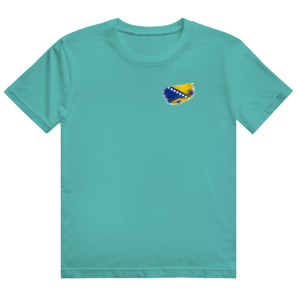 Herren Heavy Cotton T-Shirt Bosnien Flagge Herz