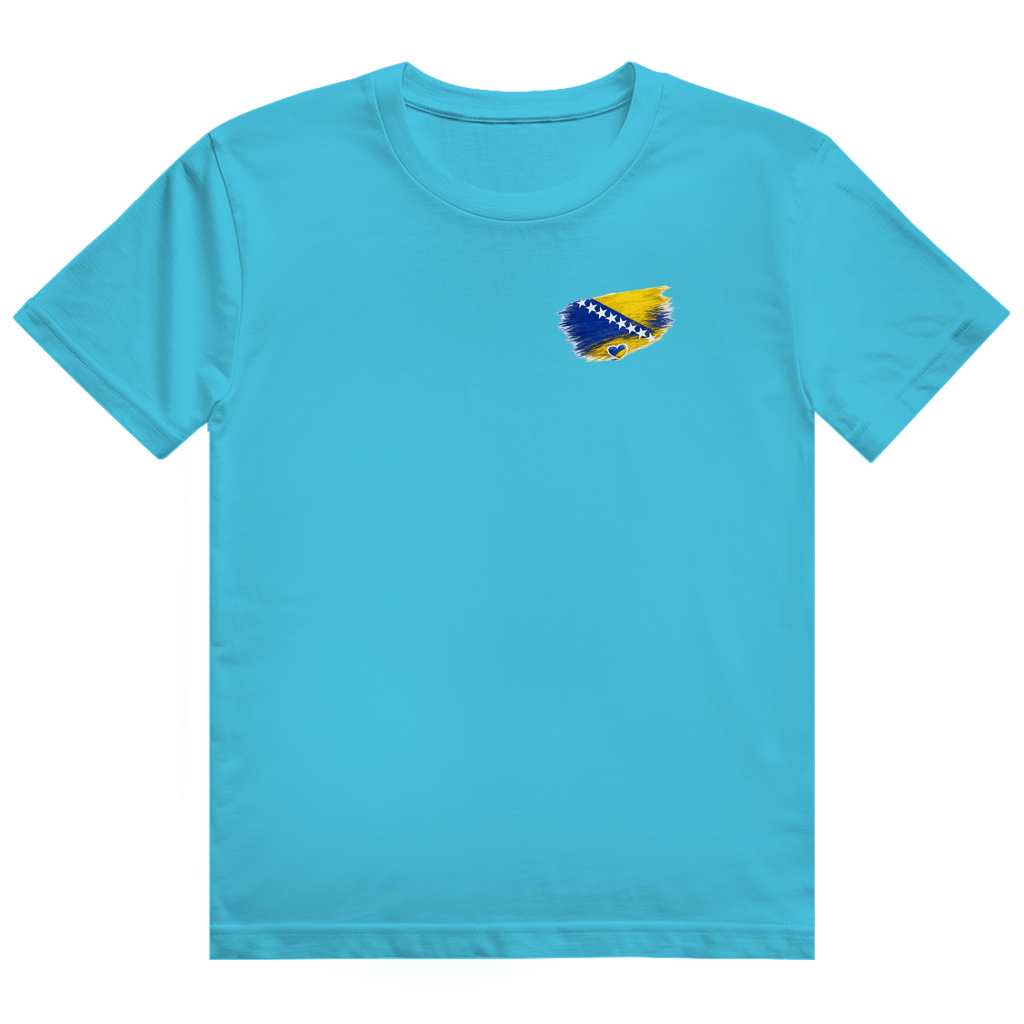 Herren Heavy Cotton T-Shirt Bosnien Flagge Herz