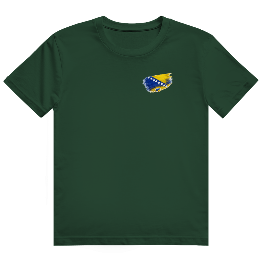 Herren Heavy Cotton T-Shirt Bosnien Flagge Herz