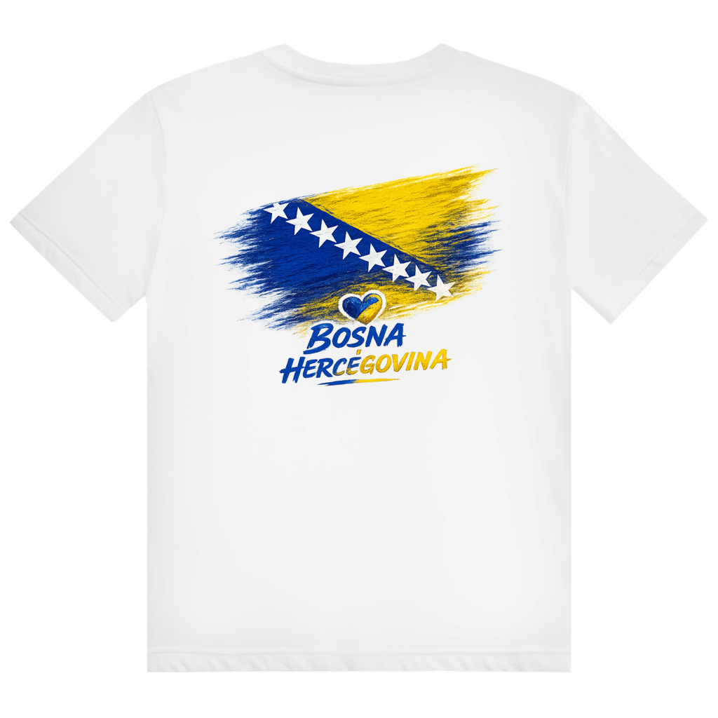 Herren Heavy Cotton T-Shirt Bosnien Flagge Herz