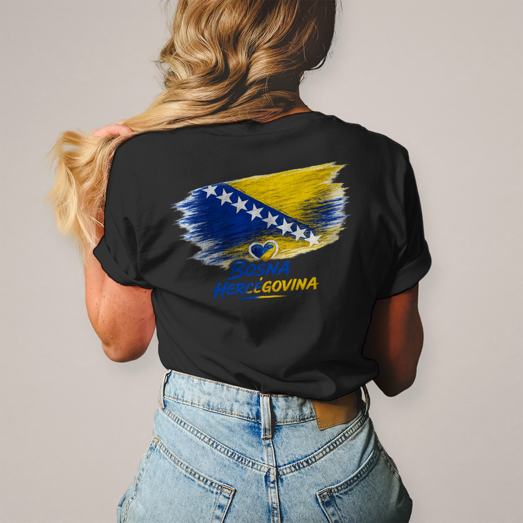 Damen T-Shirt  Bosnien Flagge Herz