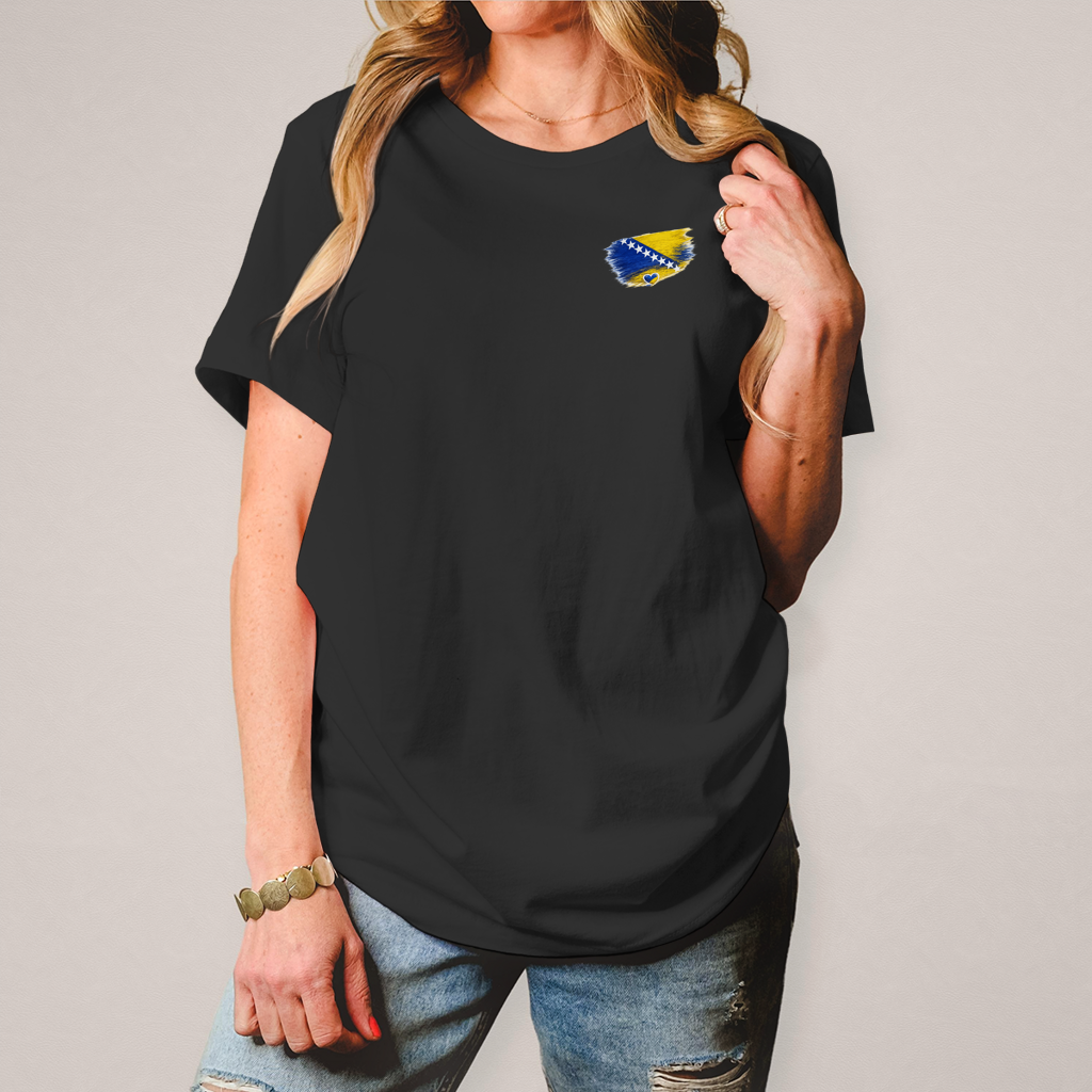 Damen T-Shirt  Bosnien Flagge Herz