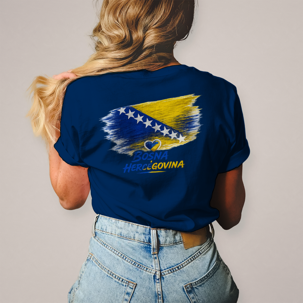 Damen T-Shirt  Bosnien Flagge Herz