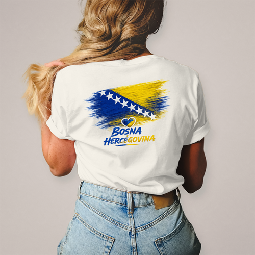 Damen T-Shirt  Bosnien Flagge Herz