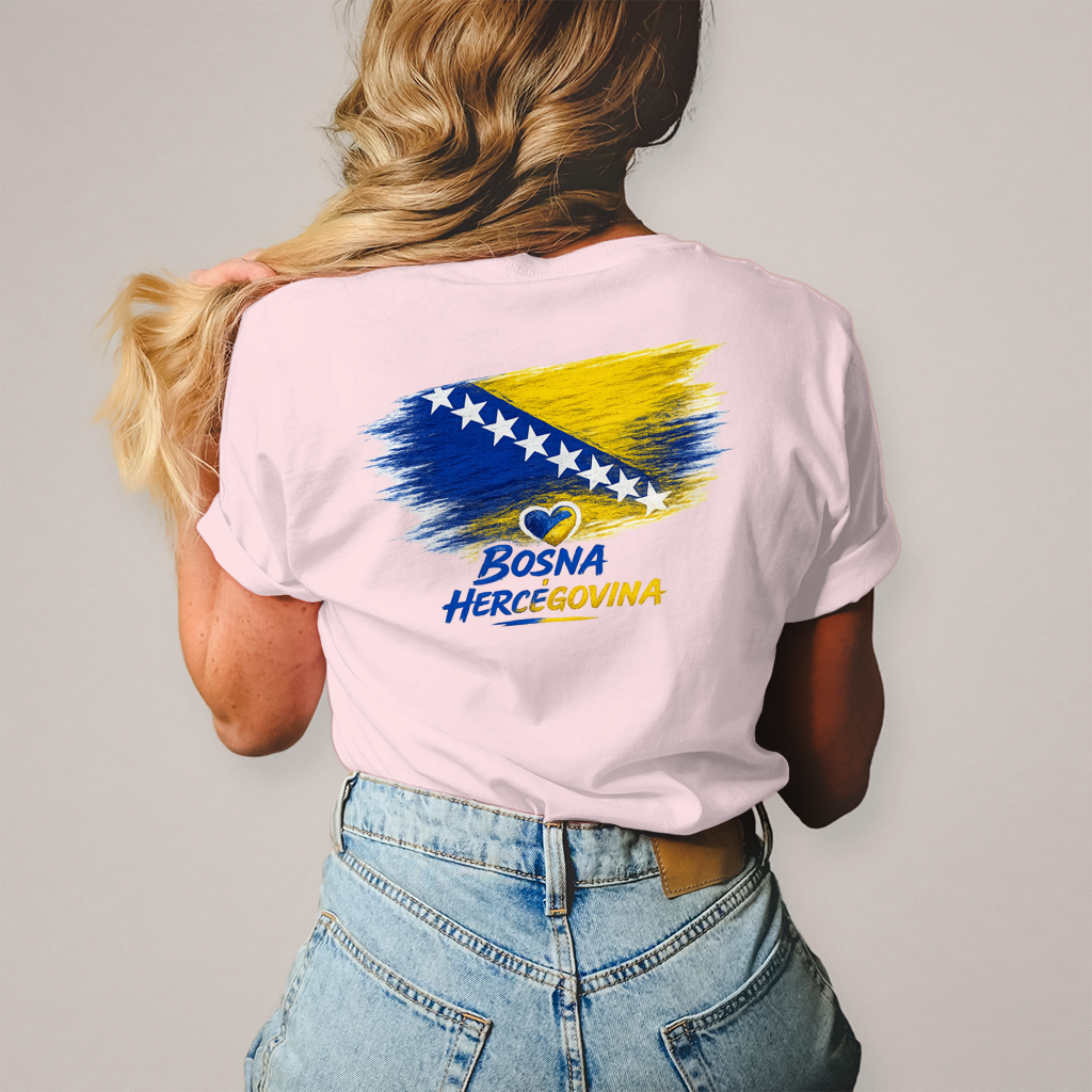 Damen T-Shirt  Bosnien Flagge Herz