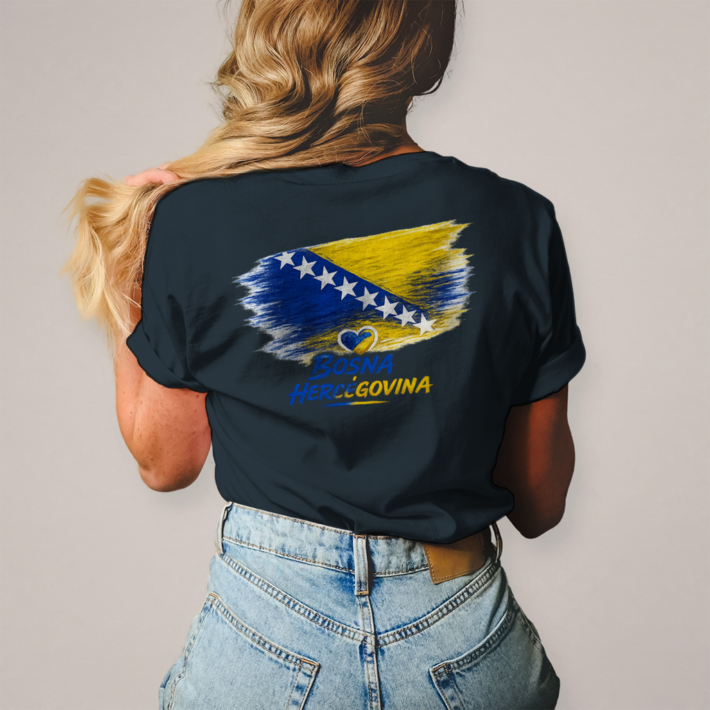 Damen T-Shirt  Bosnien Flagge Herz