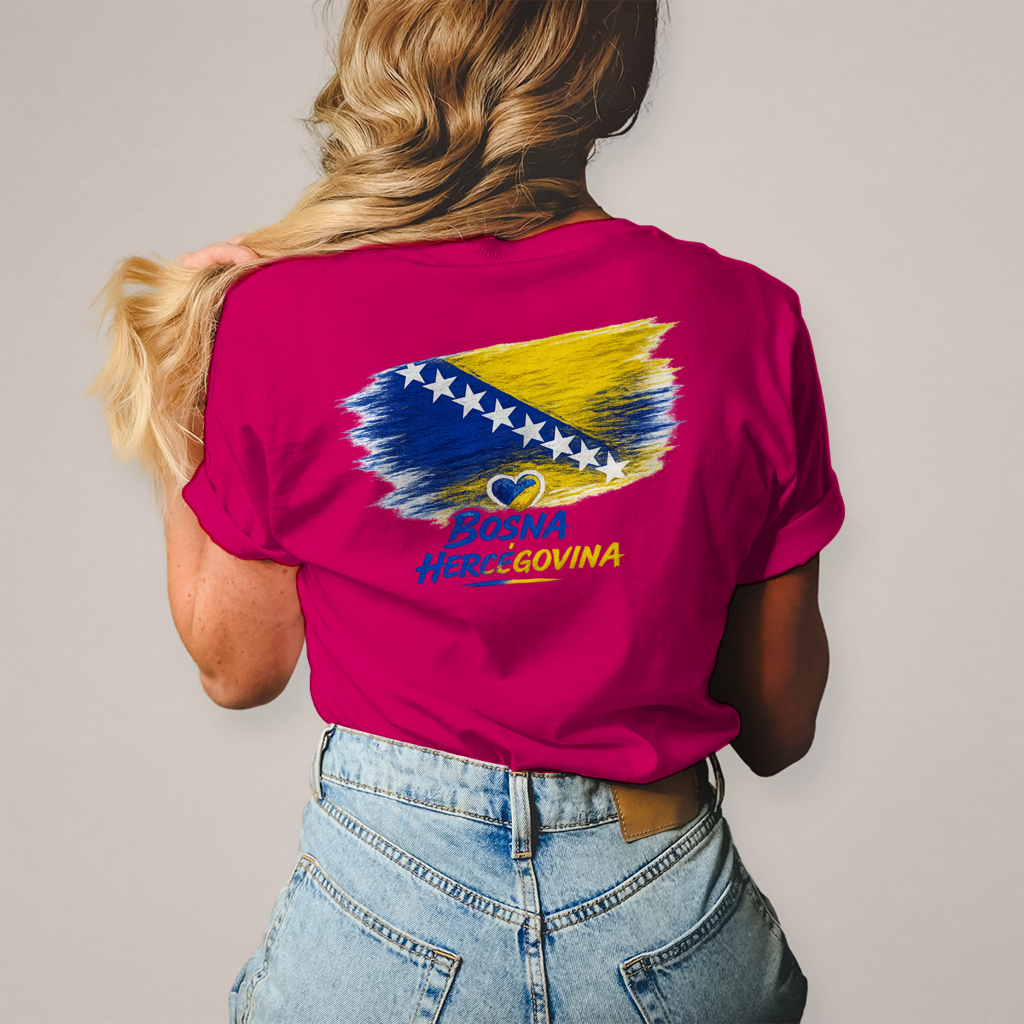Damen T-Shirt  Bosnien Flagge Herz
