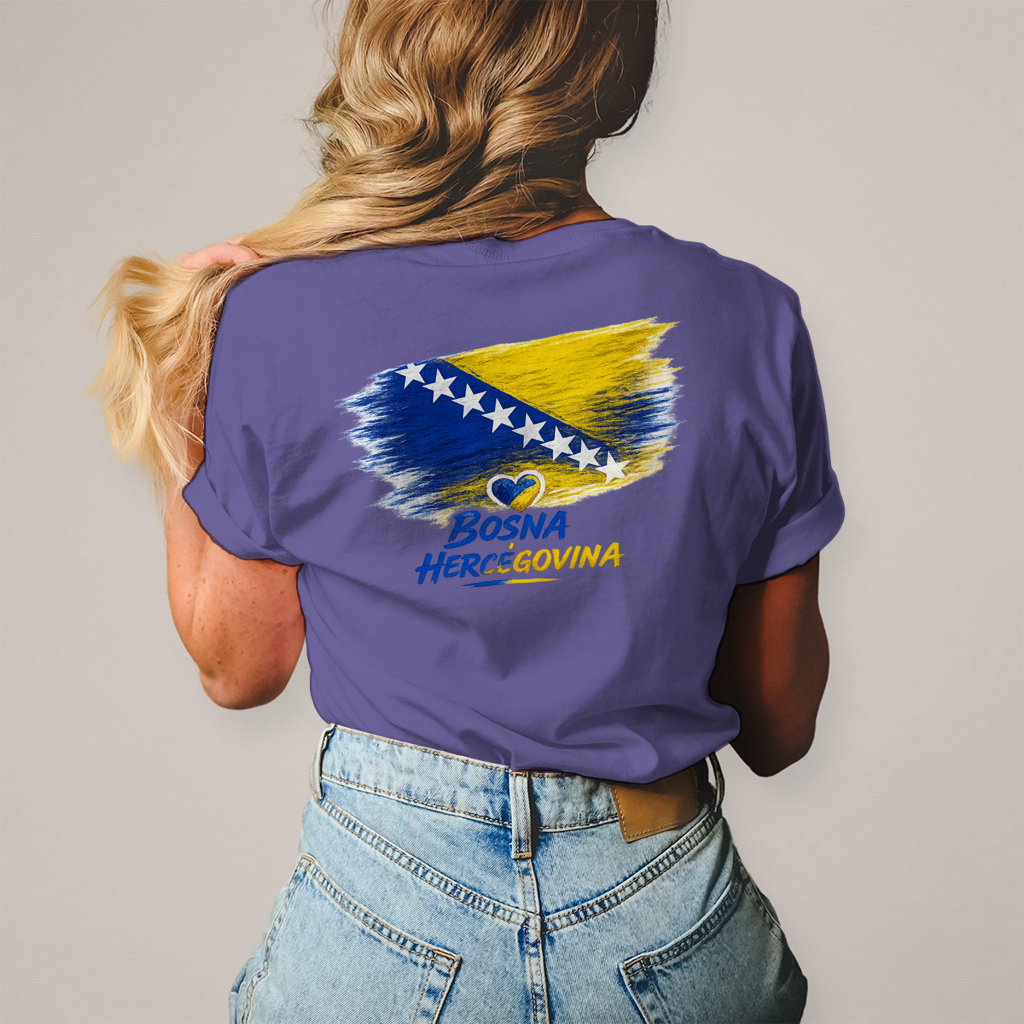 Damen T-Shirt  Bosnien Flagge Herz