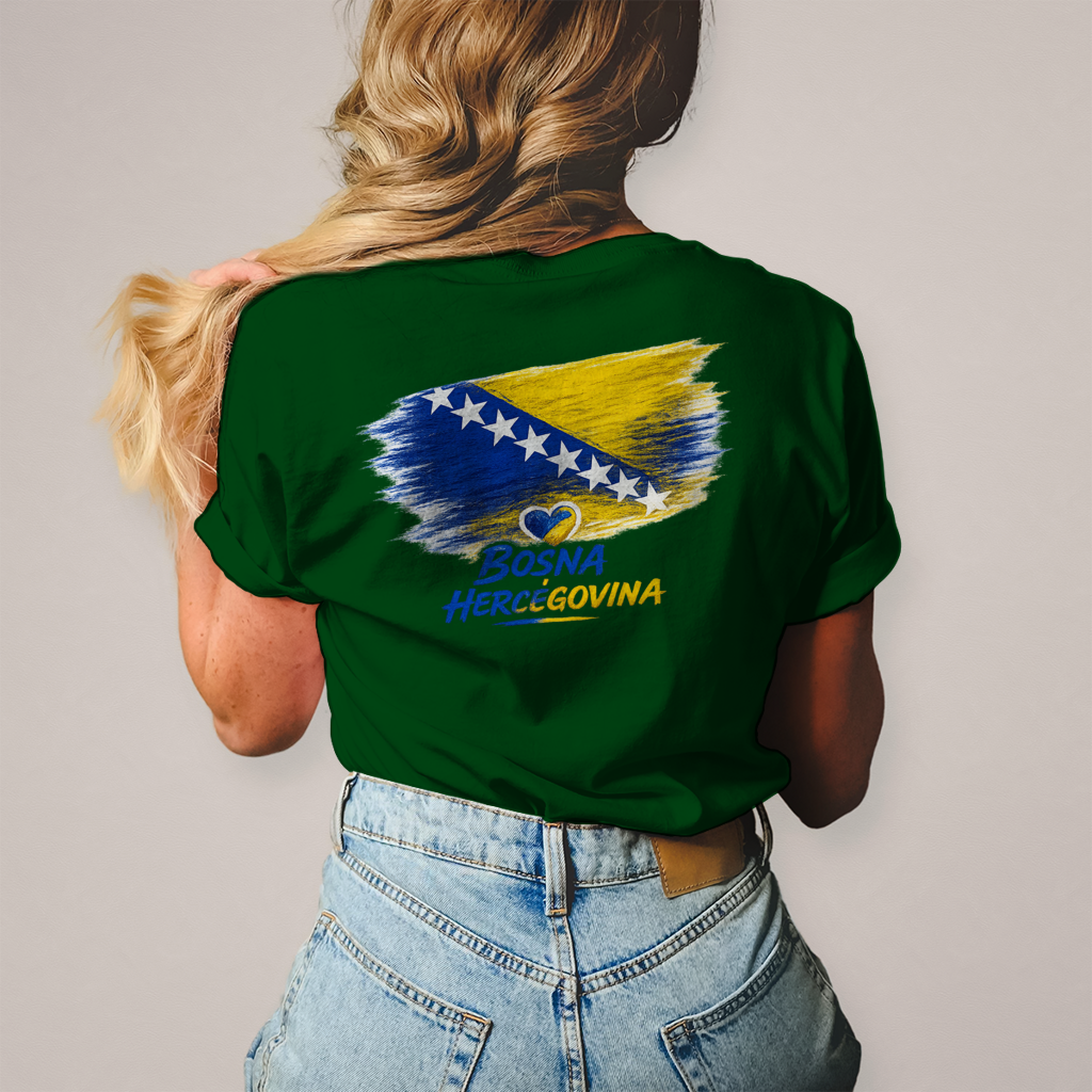 Damen T-Shirt  Bosnien Flagge Herz