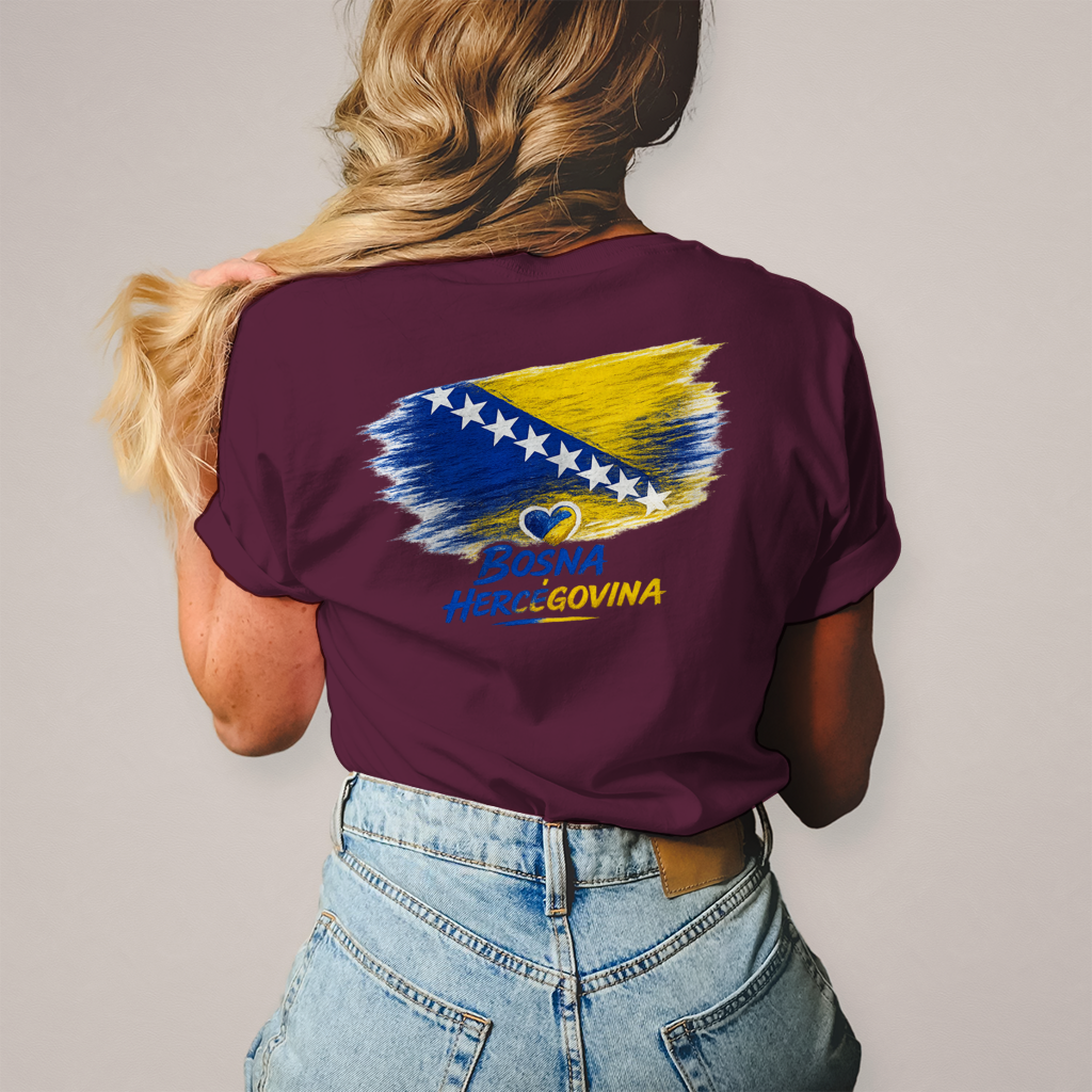 Damen T-Shirt  Bosnien Flagge Herz