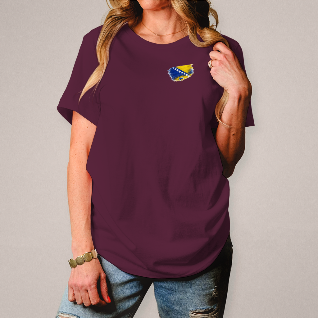 Damen T-Shirt  Bosnien Flagge Herz