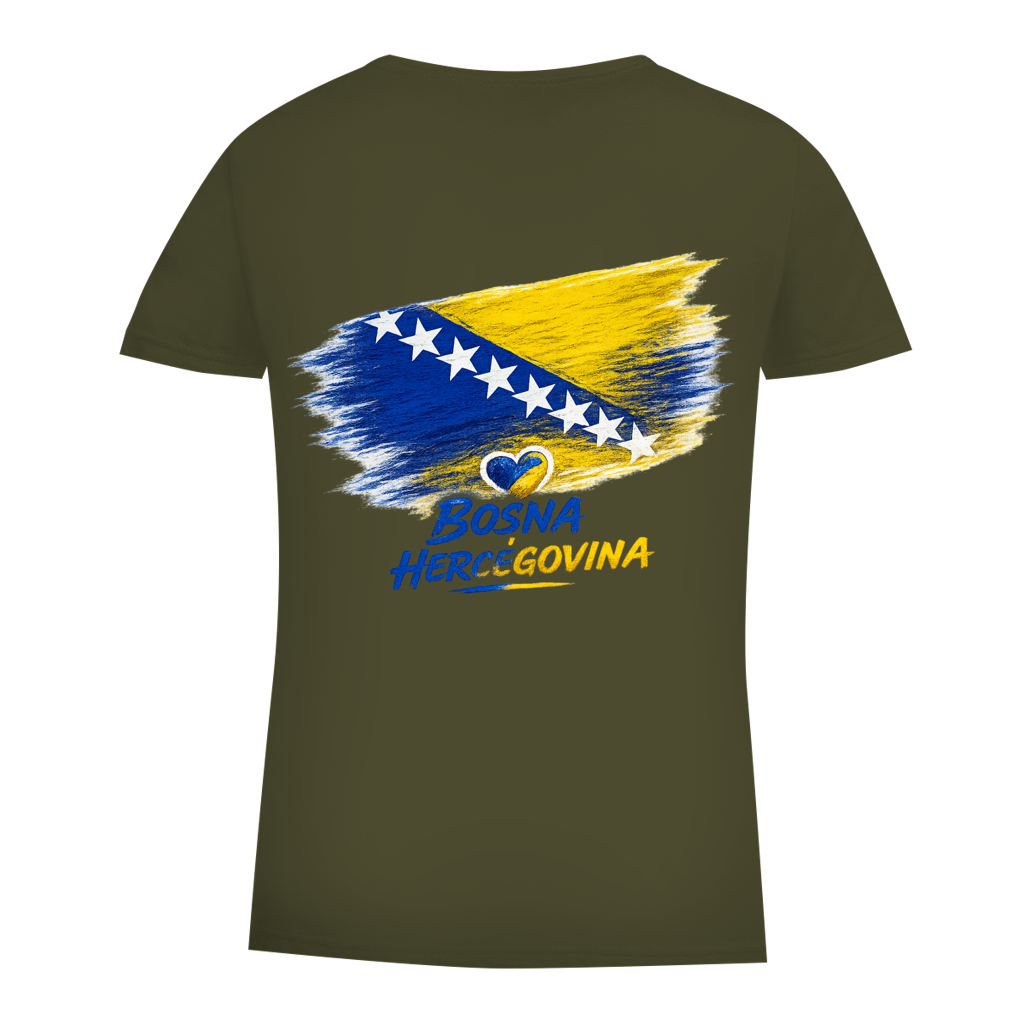 Damen Premium Bio T-Shirt  Bosnien Flagge Herz