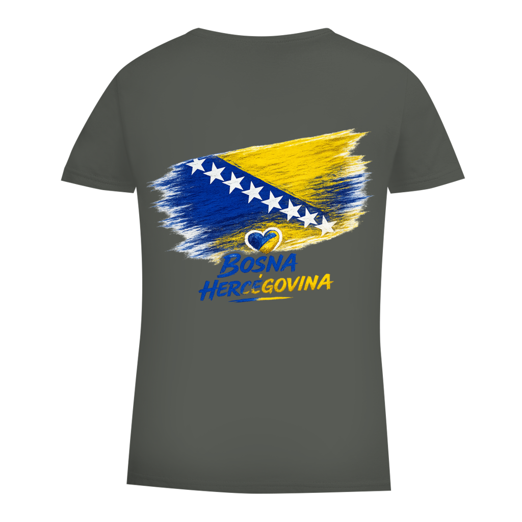 Damen Premium Bio T-Shirt  Bosnien Flagge Herz
