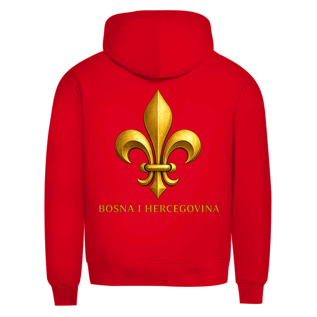 Herren Premium Bio Hoodie Goldener Bosnischer Ljiljan