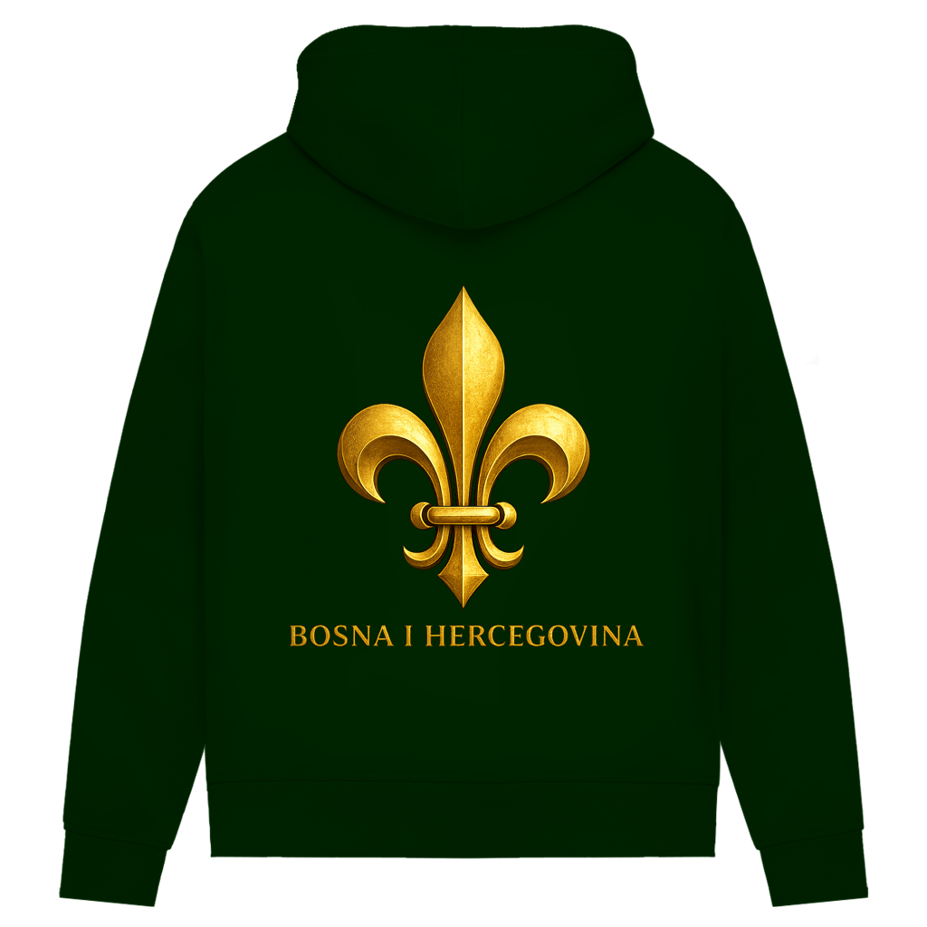 Damen Premium Bio Hoodie Goldener Bosnischer Ljiljan