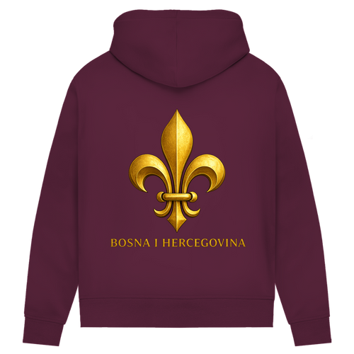 Damen Premium Bio Hoodie Goldener Bosnischer Ljiljan