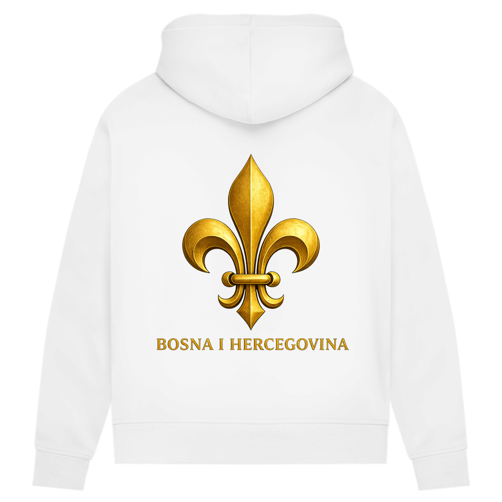 Damen Premium Bio Hoodie Goldener Bosnischer Ljiljan