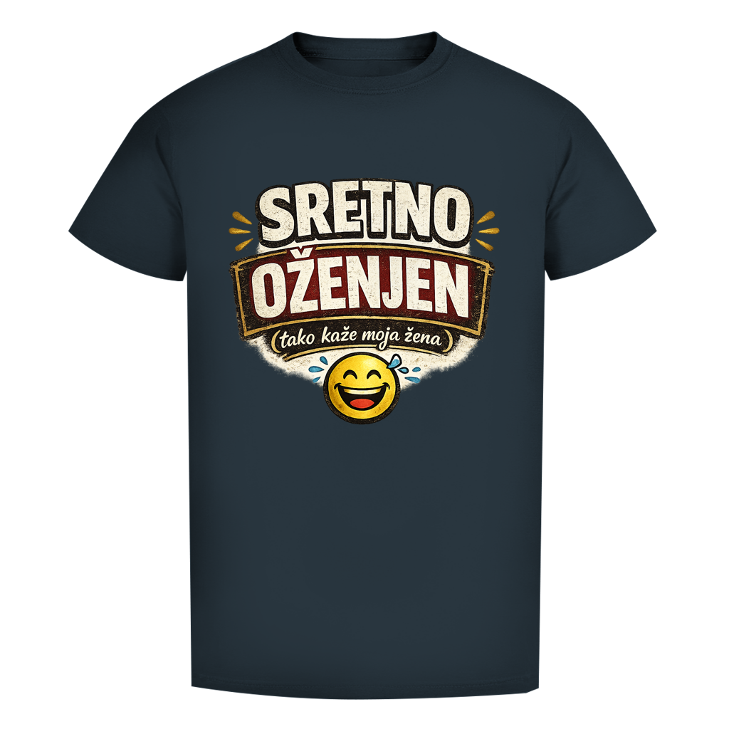 Sretno Oženjen Smiley Herren Premium Bio T-Shirt