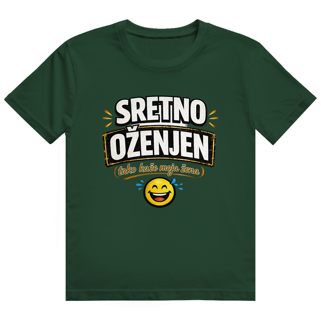 Herren Heavy Cotton T-Shirt Sretno Oženjen Lustiges T-Shirt