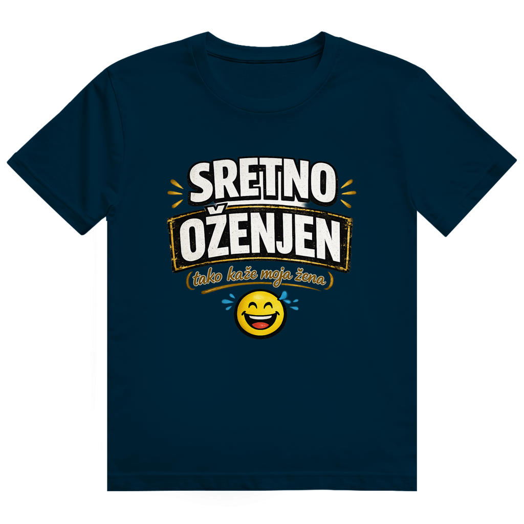 Herren Heavy Cotton T-Shirt Sretno Oženjen Lustiges T-Shirt