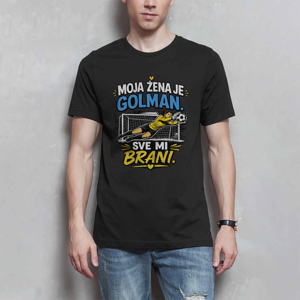 Herren T-Shirt Moja zena je golman