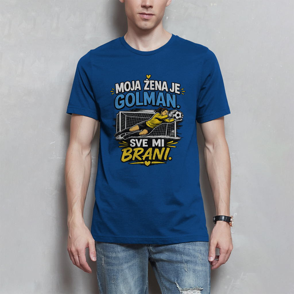Herren T-Shirt Moja zena je golman