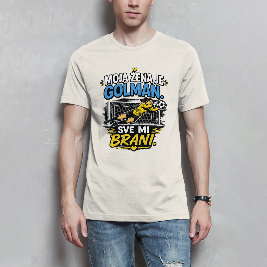 Herren T-Shirt Moja zena je golman