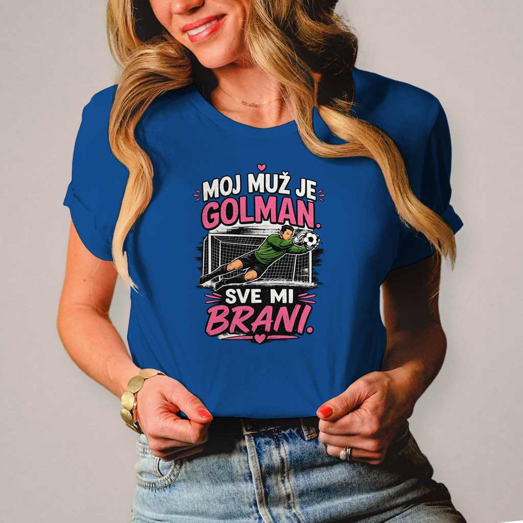 Damen T-Shirt Moj Muz Je Golman