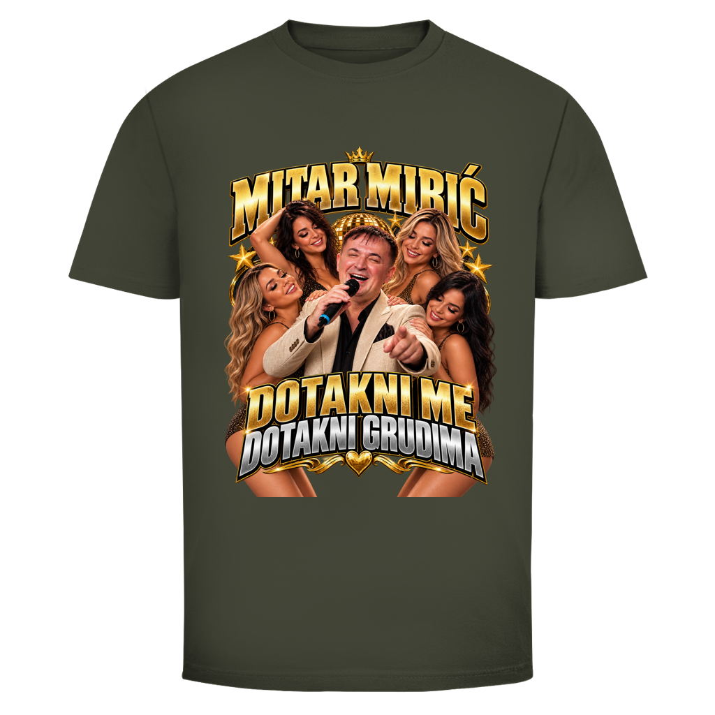 Herren T-Shirt  Mitar Mirić „Dotakni me“  Gold | Balkan Kult Shirt Rot