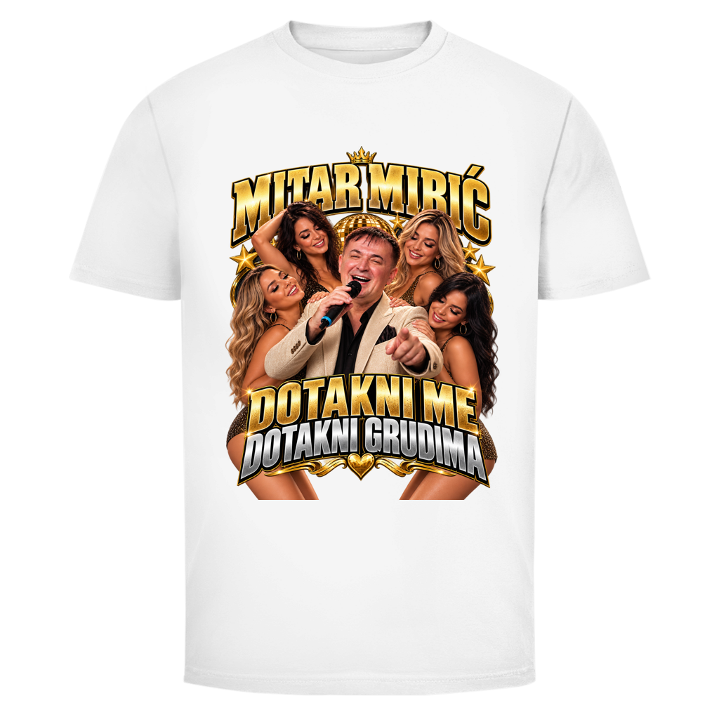 Herren T-Shirt  Mitar Mirić „Dotakni me“  Gold | Balkan Kult Shirt Rot