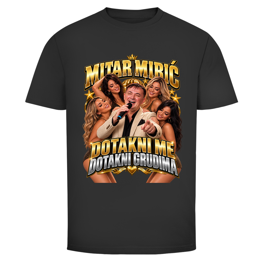 Herren T-Shirt  Mitar Mirić „Dotakni me“  Gold | Balkan Kult Shirt Rot