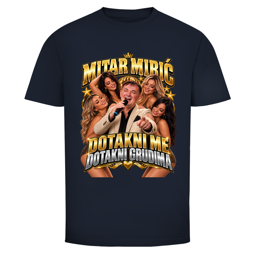 Herren T-Shirt  Mitar Mirić „Dotakni me“  Gold | Balkan Kult Shirt Rot