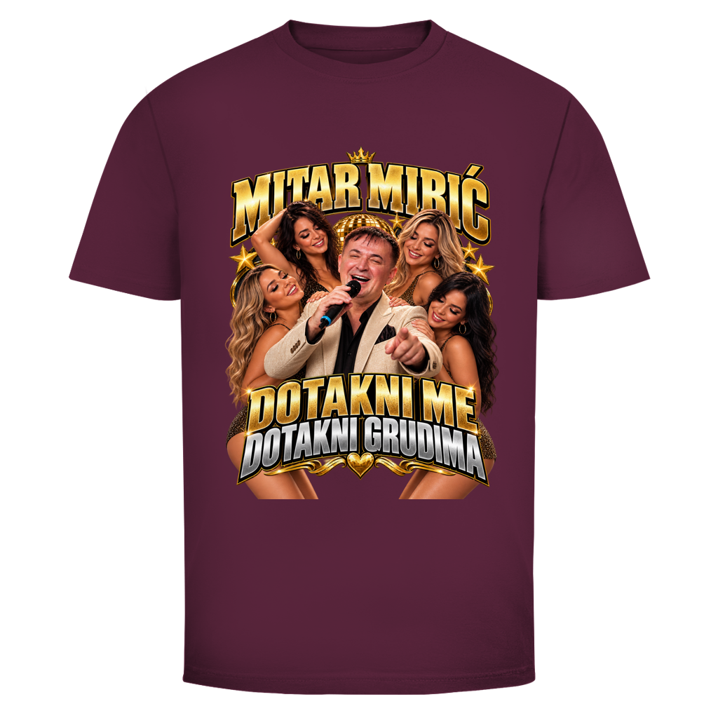 Herren T-Shirt  Mitar Mirić „Dotakni me“  Gold | Balkan Kult Shirt Rot