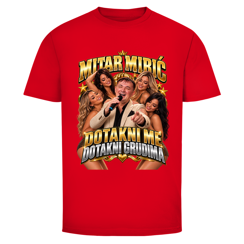 Herren T-Shirt  Mitar Mirić „Dotakni me“  Gold | Balkan Kult Shirt Rot