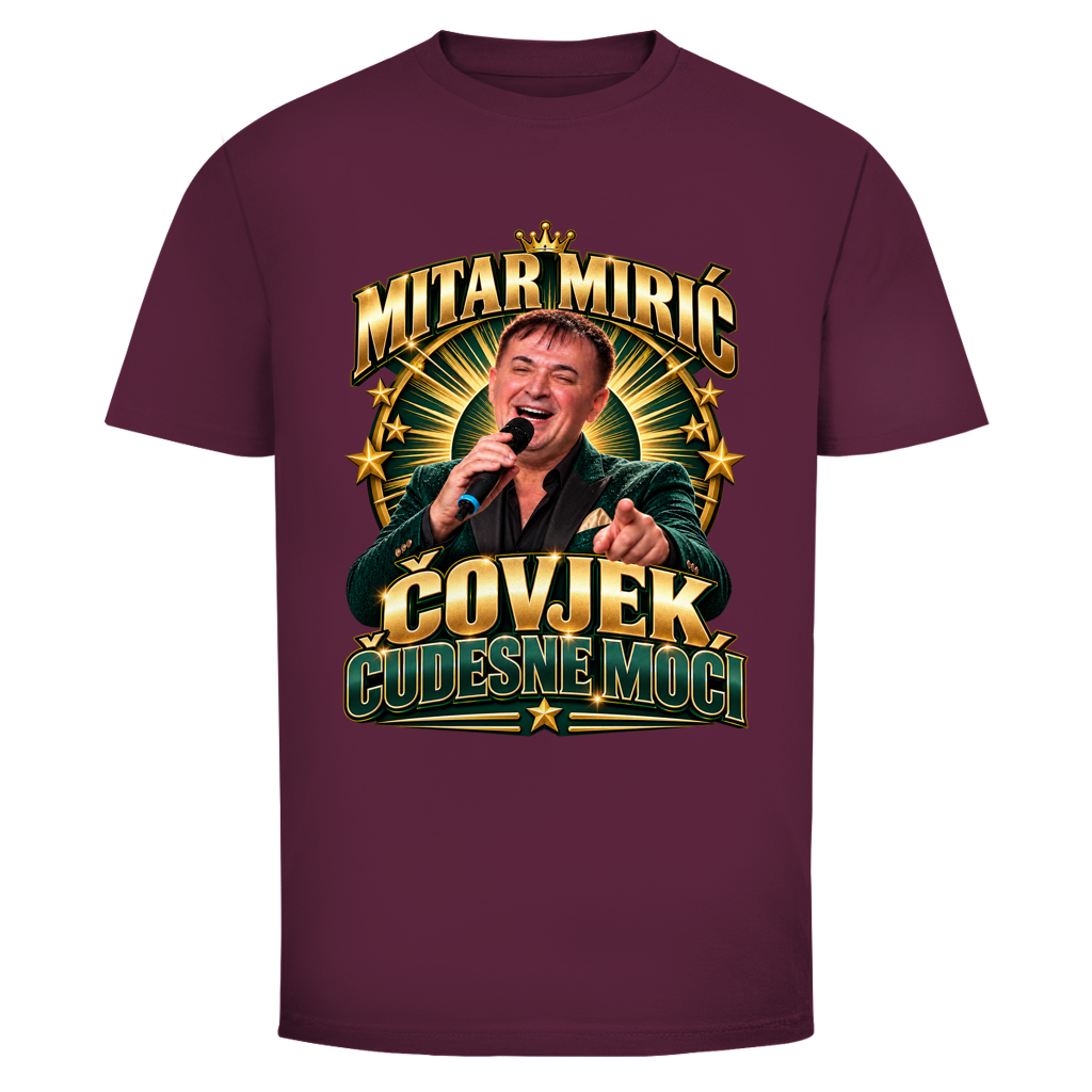 Herren T-Shirt  Mitar Mirić „Covjek cudesne moci“ | Balkan Kult Shirt Rot
