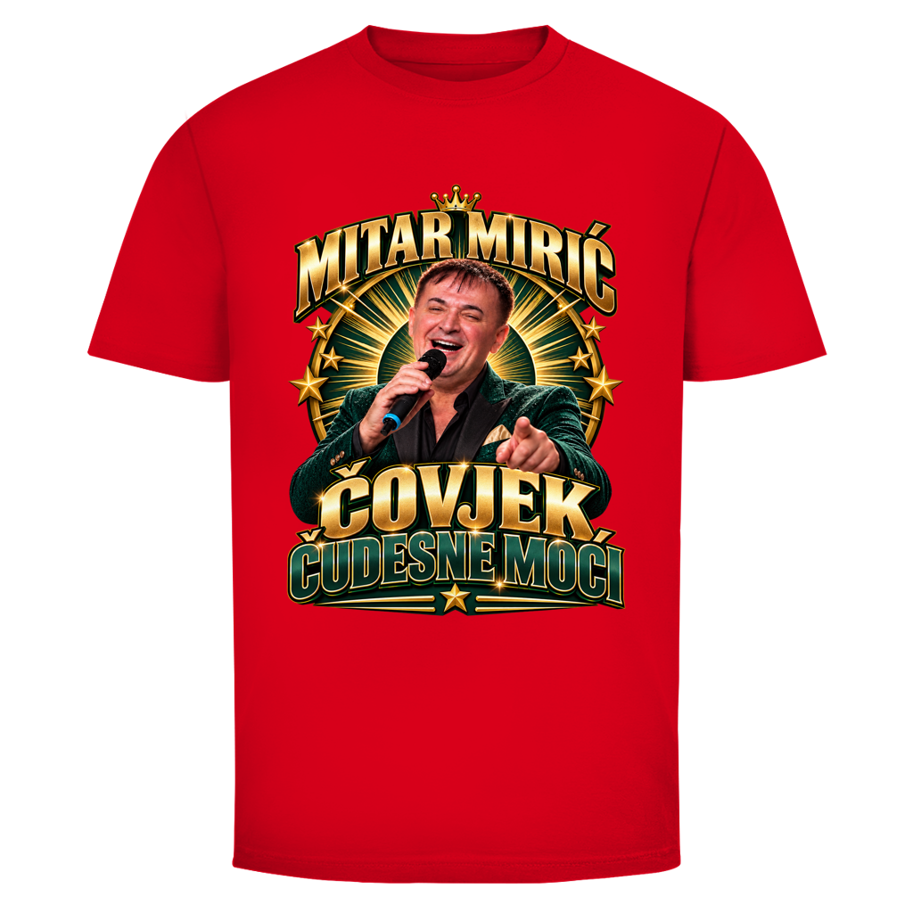 Herren T-Shirt  Mitar Mirić „Covjek cudesne moci“ | Balkan Kult Shirt Rot