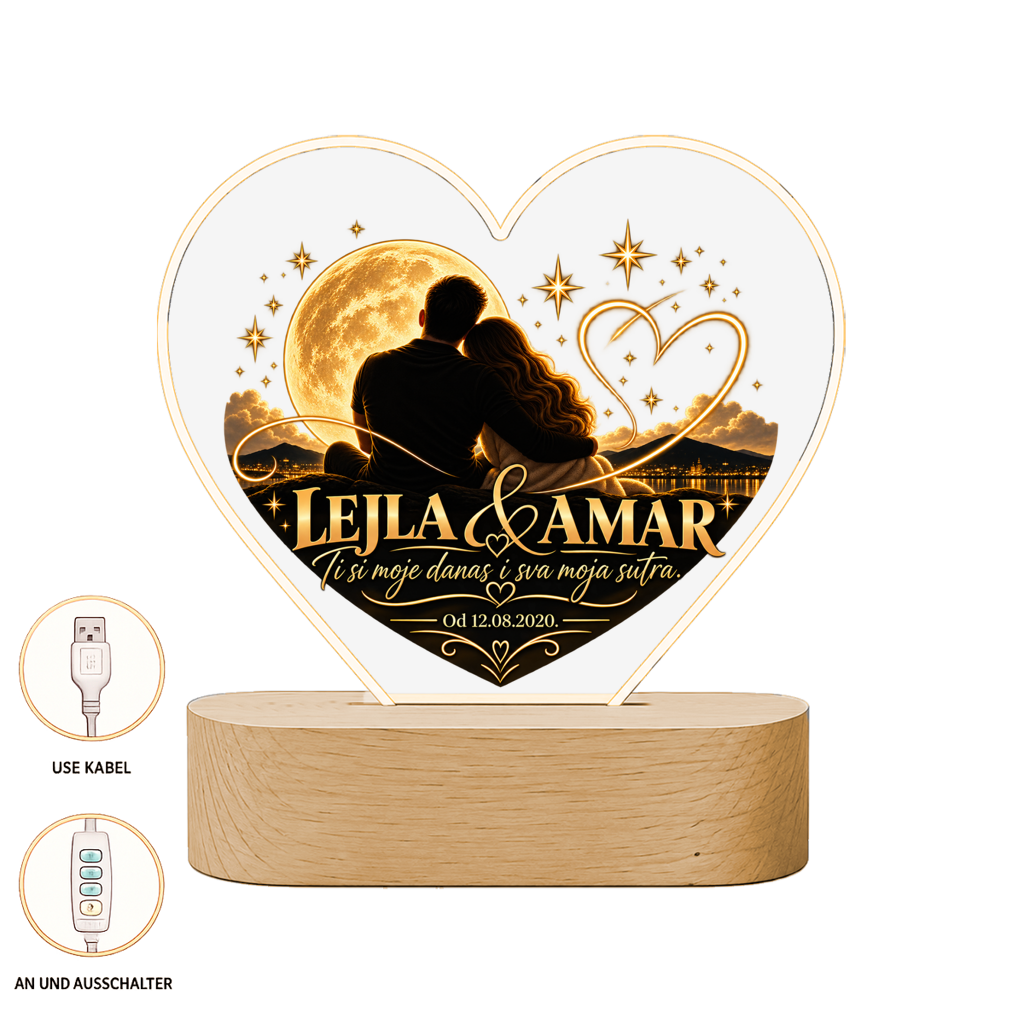 Beleuchteter Bilderrahmen Herz Lejla&Amar