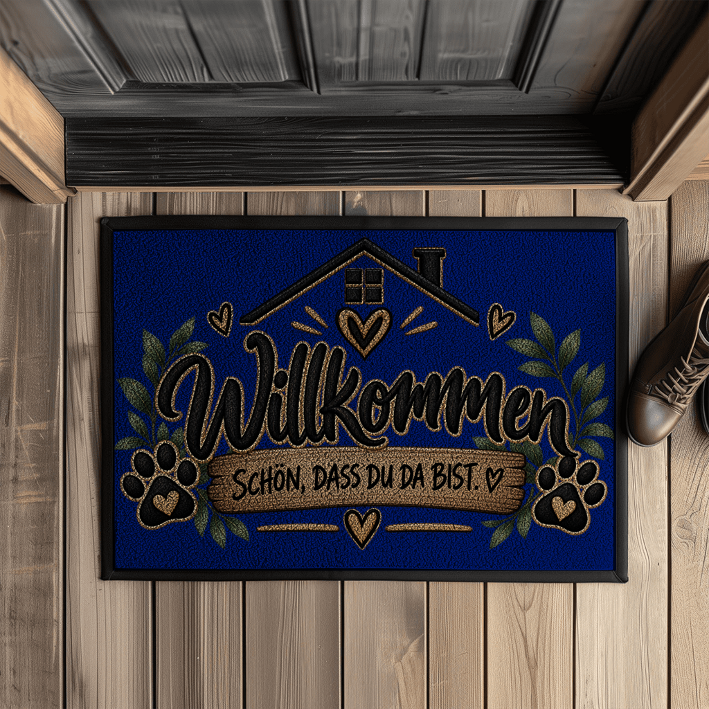 Fußmatte „Willkommen – Schön, dass du da bist“ mit Pfoten