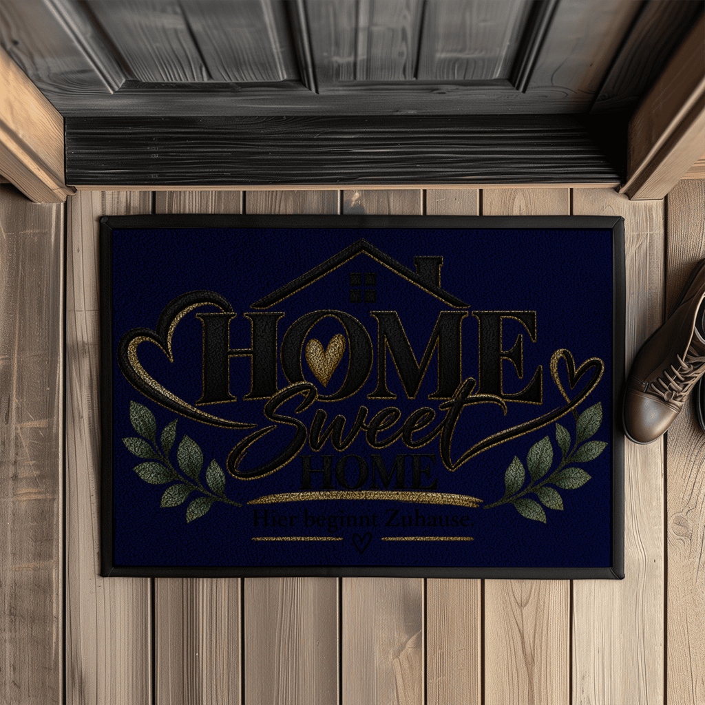Fußmatte „Home Sweet Home – Hier beginnt Zuhause“ mit Gummirand