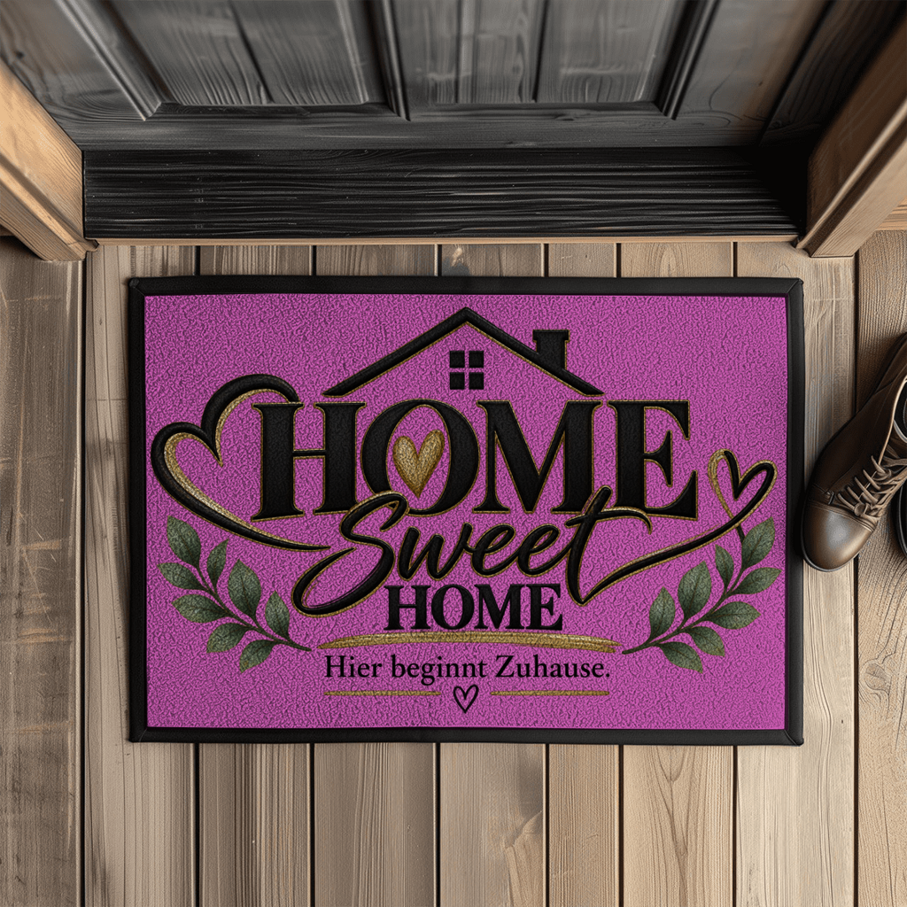 Fußmatte „Home Sweet Home – Hier beginnt Zuhause“ mit Gummirand