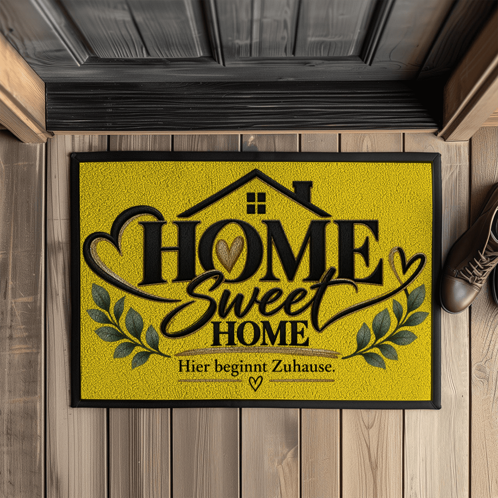 Fußmatte „Home Sweet Home – Hier beginnt Zuhause“ mit Gummirand